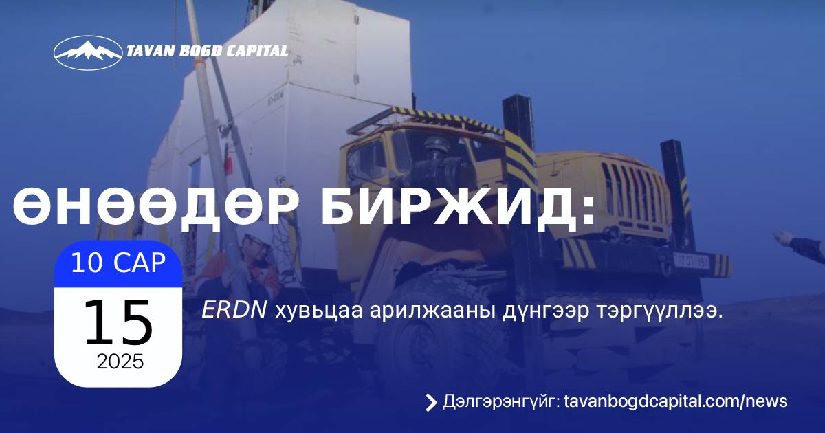 Erdn Өнөөдөр биржид: ERDN хувьцаа арилжааны дүнгээр тэргүүллээ