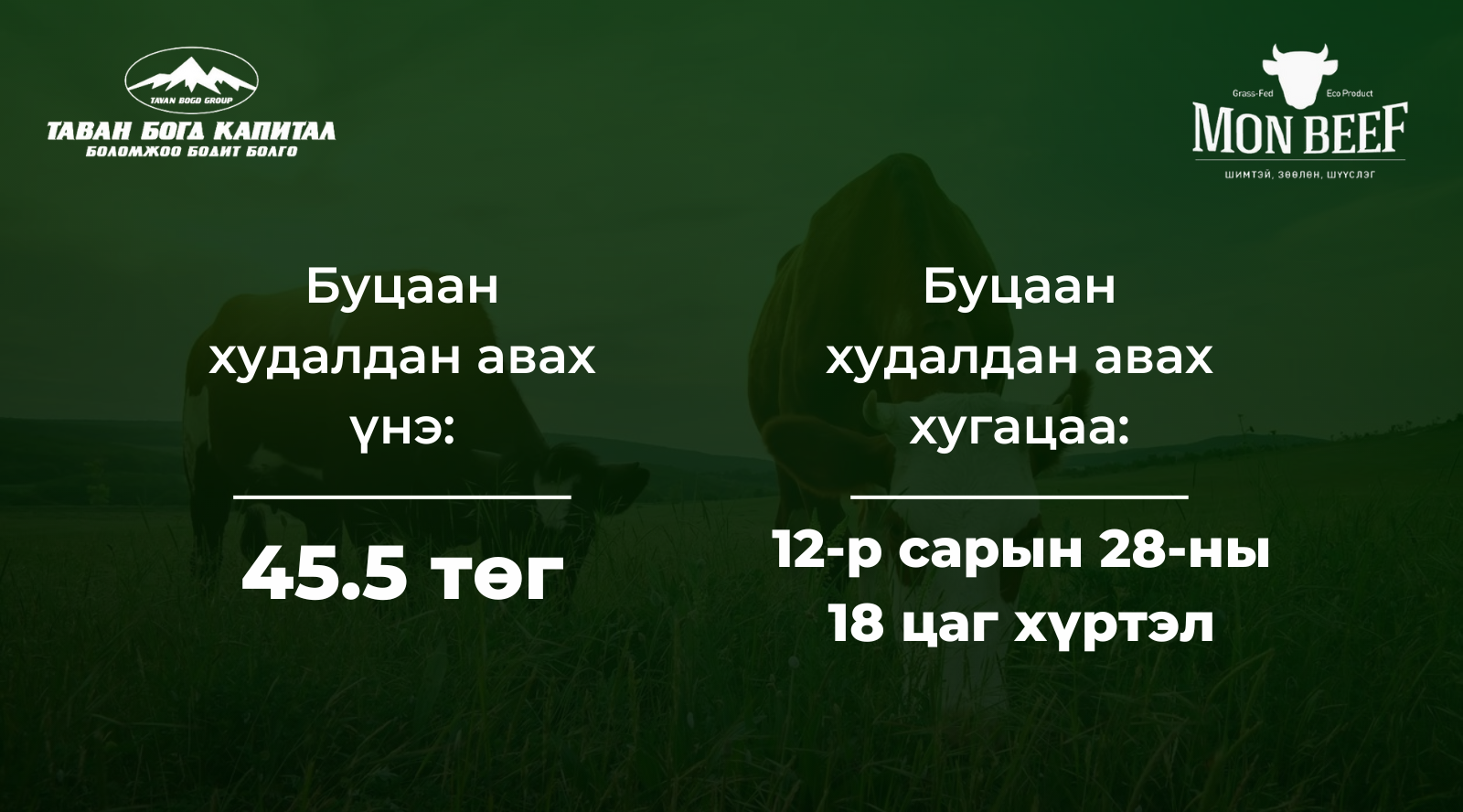 "МОН БИЙФ" ХК-ИЙН ХУВЬЦААГ БУЦААН ХУДАЛДАХ ХҮСЭЛТ ИЛГЭЭХ ТУХАЙ